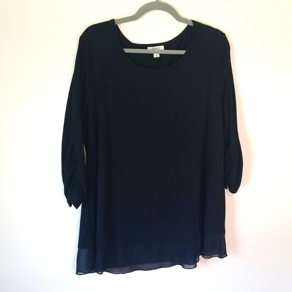 Style & Co. Black scoop neck rouched sleeve sweater/top size Xlarge EUC - Picture 1 of 5